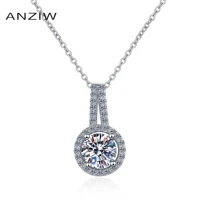 anziw 925 sterling silver moissanite diamond neckalces silver 0 5ct1 0ct2 0ct necklace women wedding engagement jewery gifts