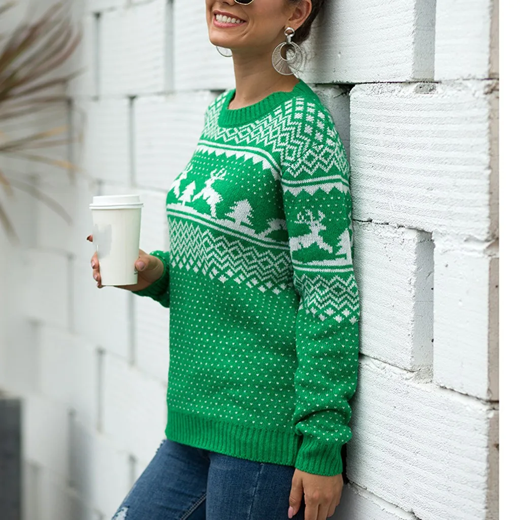 Женский свитер 2019 Модный зимний осенний мягкий теплый рождественский пуловер с