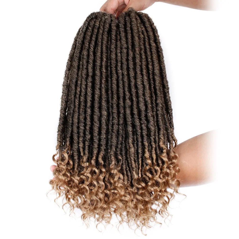 Black Star Goddess Locs Crochet Hair Faux Locs Crochet Hair Wavy Faux Locs with Curly Ends Synthetic Braiding Hair Extensions images - 6