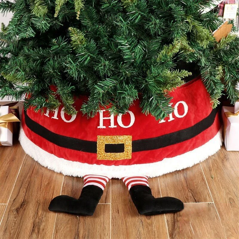 

Christmas Tree Skirt Santa Claus Feet 48Inch Diameter Base Christmas Tree Collar Tree Base Cover Home Decoration