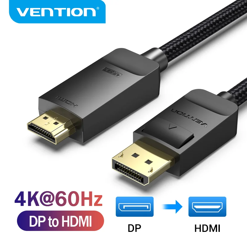 Vention-Cable DisplayPort a HDMI, 4K, 60Hz, DP a HDMI, adaptador macho a...