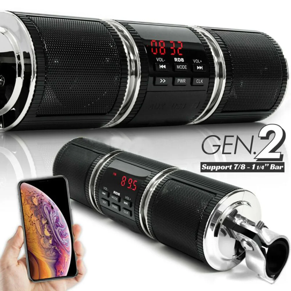 

Музыкальный mp3-плеер на руль мотоцикла, Hi-Fi, Bluetooth, динамик, стереоколонка, Fm-радио, водонепроницаемый регулируемый кронштейн, аудиоплеер