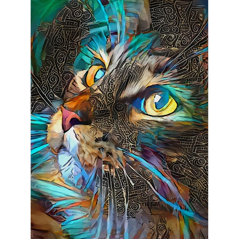

DIY Diamond Painting Mosaic Cat Colored Full Square Round Embroidered Cross Stitch Home Decor Rhinestones Needlework Resin Dril
