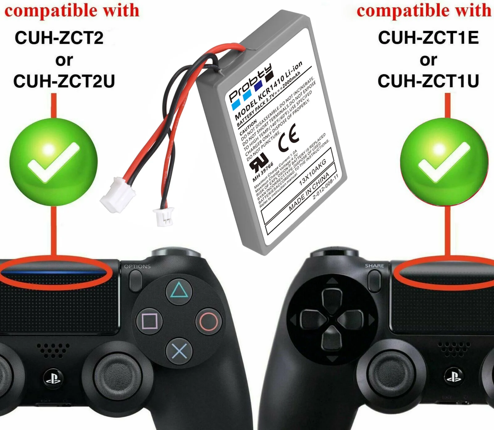 10 Pcs Replacement Battery for Sony PS4 PS4Pro Controller Playstation 4 V4 V1 V2 DualShock CUH-ZCT2, CUH-ZCT2E, CUH-ZCT1E images - 6