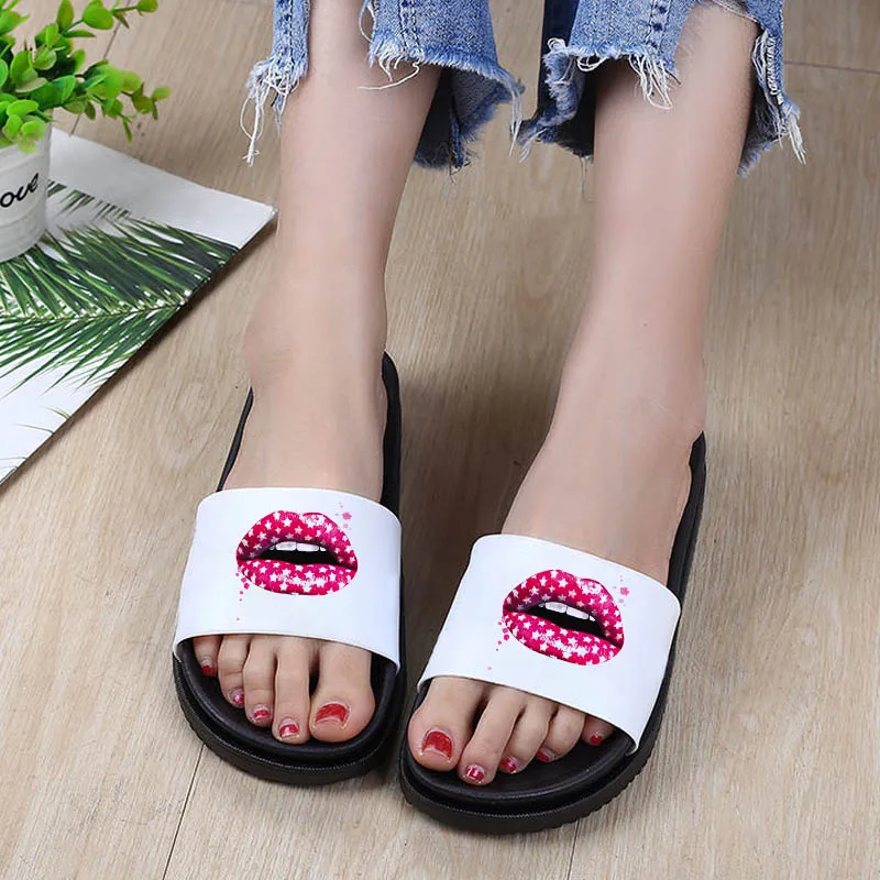 

Sexy star lipstick lips Pattern flip flops 2021 women slippers Comfortable Summer Beach Fashion Open Toe