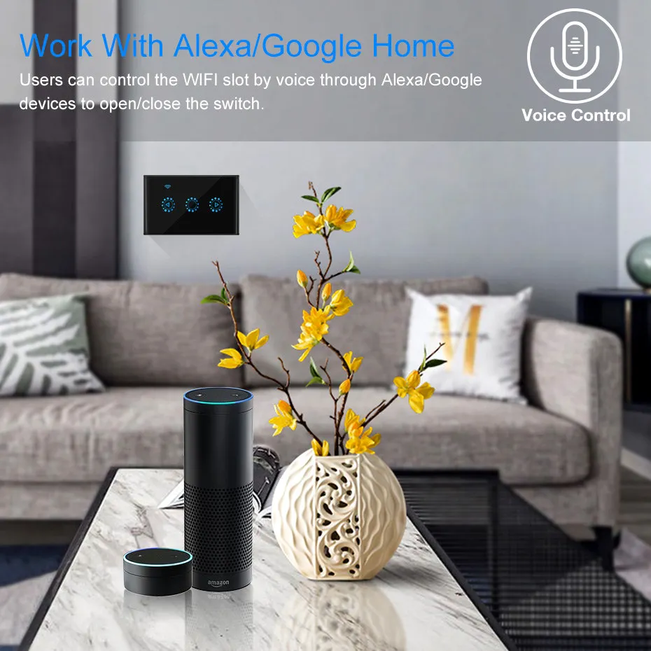 90 250V Smart WiFi LED светильник Диммер сенсорный Переключатель ЕС/США Стандартный