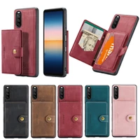 case for sony xperia 10 iii back cover with removable split leather wallet card pocket magnetic funda for xperia 10 iii capa