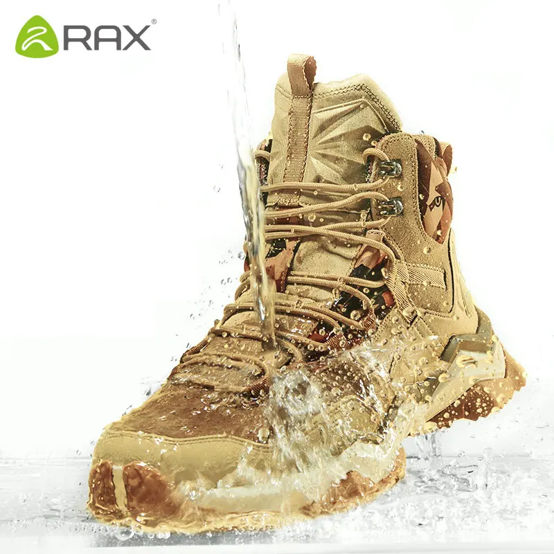 Murah RAX Pria Tahan Air Sepatu Hiking Kulit Asli Trekking Sepatu Taktis Berjalan Sepatu Gunung Wanita Outdoor Ankle Boots