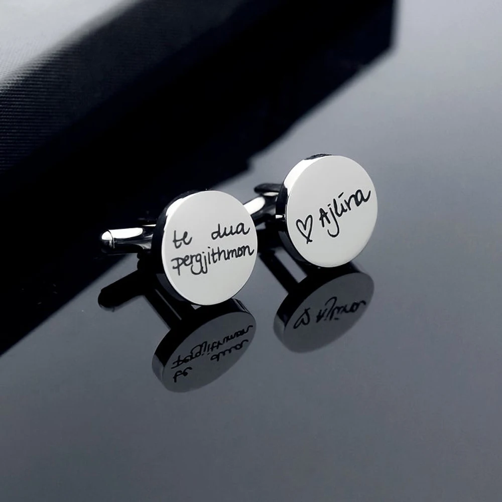 

MumuXing personality men's cufflinks custom date name abbreviation stainless steel gentleman cuffs men's exquisite gift