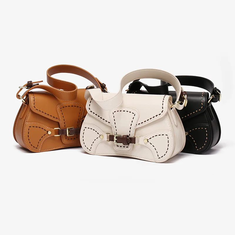 

Bag women 2021 women's new coffee color half round bag saddle bag single shoulder women's armpit bag women's handbag wallet