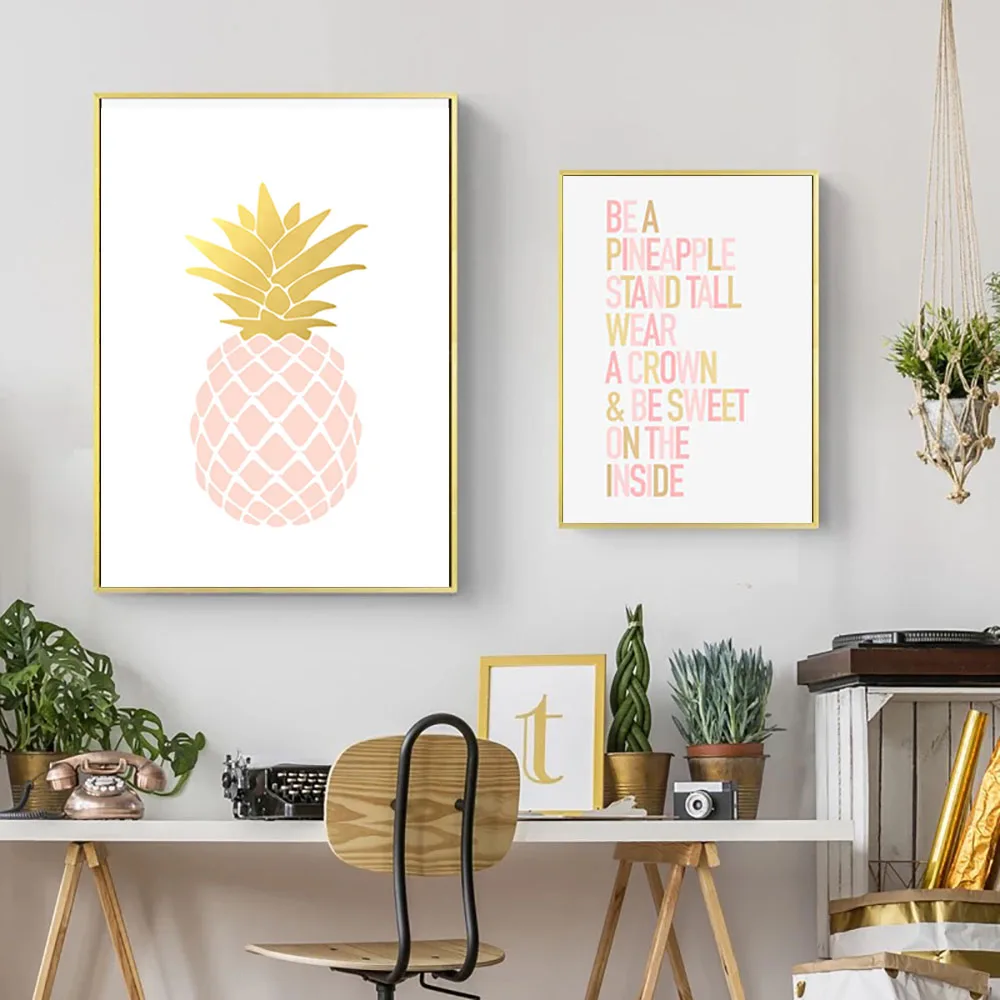 Ананас холст Художественная печать Постер розовый ананас картины для настенные