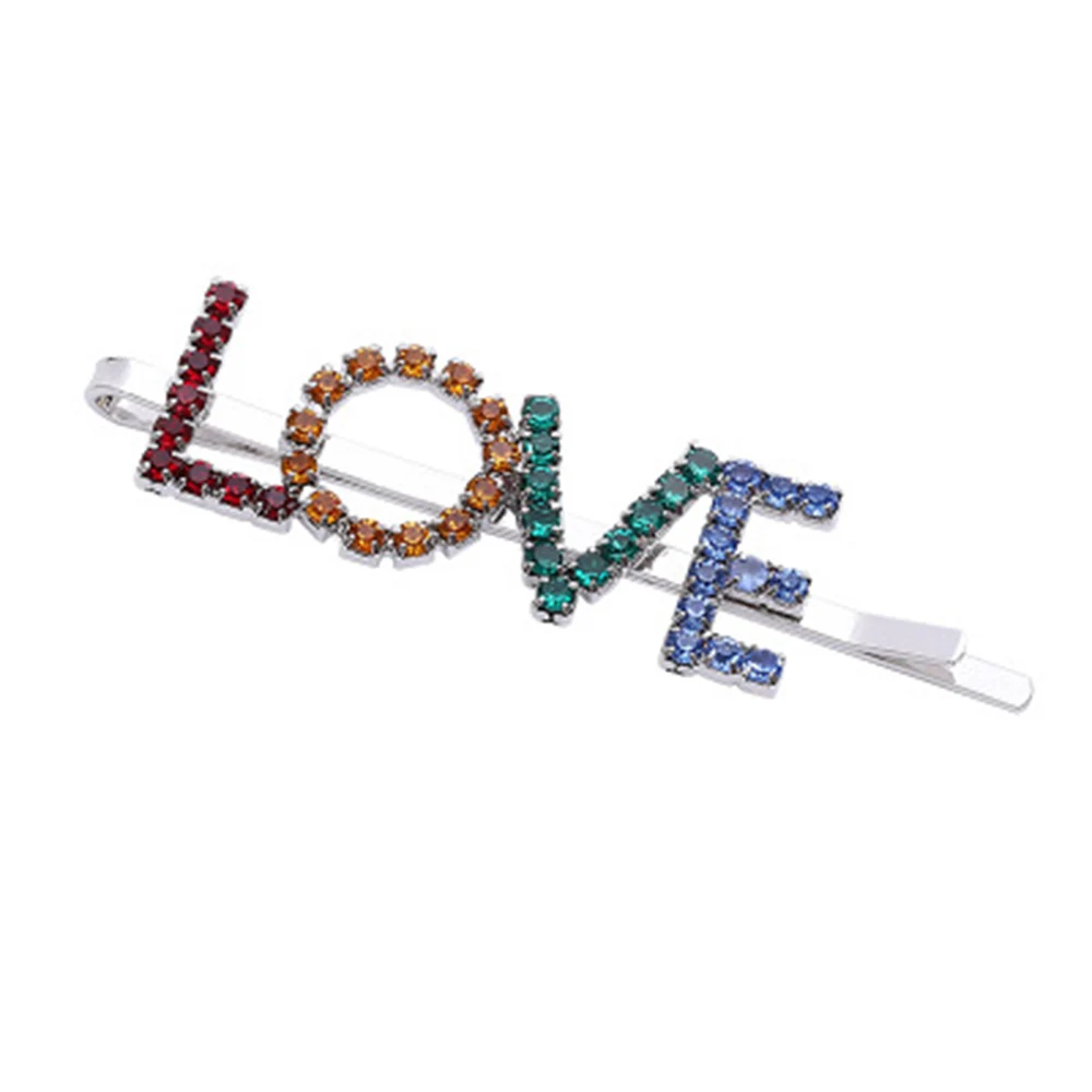 

1Pcs Letter Hairpins Colorful Crystal Rhinestones Hair Pins Clips For Women Barrettes Hair Accessories Women Girls Styling Tool
