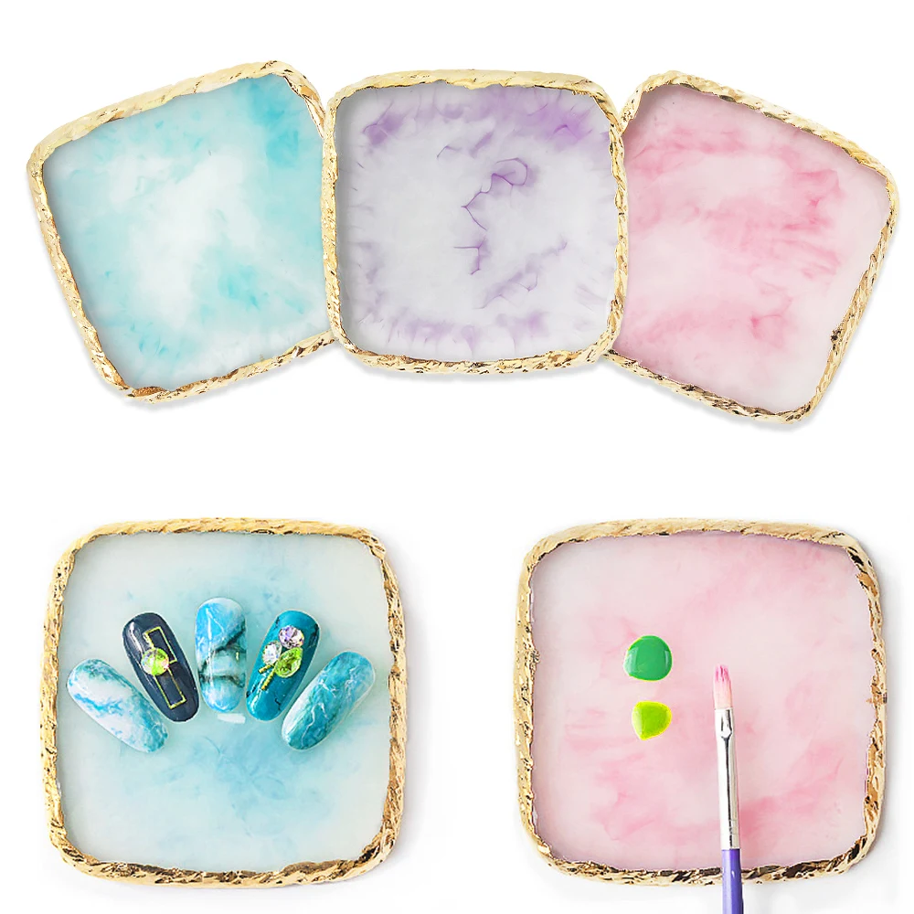

1PC Color Palette Natural Resin Stone Gel Polish Holder Drawing Color Palette Nail Art Display Cosmetic Artist Mixing Palette