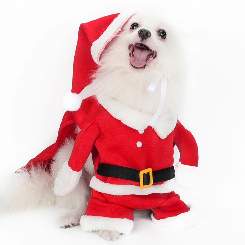 

Cute Santa Claus Style Pet Dog Sweaters Shirt Soft Short Sleeve Comfortable Cute Clothes Christmas Costume Puppy Accessory