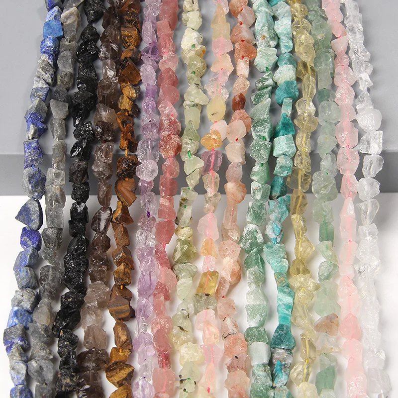 

Wholesale Freeform Raw Stone Beads Natural Rough Quartz Amethysts Citrine Mineral Stone Bead For Jewelry DIY Handmade 7-11MM