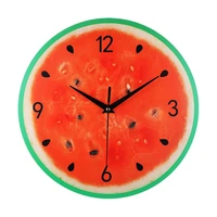 creative round personality clock restaurant fruit mute wooden wall clock watermelon lemon green multicolor fruit