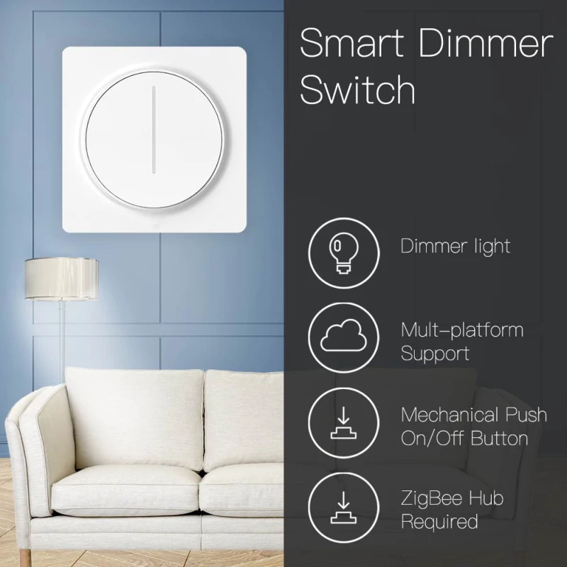

ZigBee Tuya Wifi Smart Rotary/Touch Dimmer Light Switch EU Touch Dimming Panel Wall Switch Voice Control For Alexa Google Home