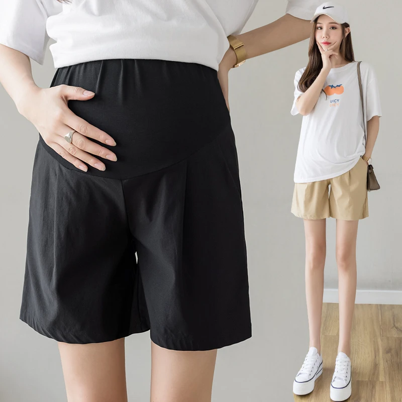 2022 Summer Thin New Maternity Shorts Wear Casual Cotton Linen Clothes for Pregnant Women Breathable Clothes Pockets Short Pants