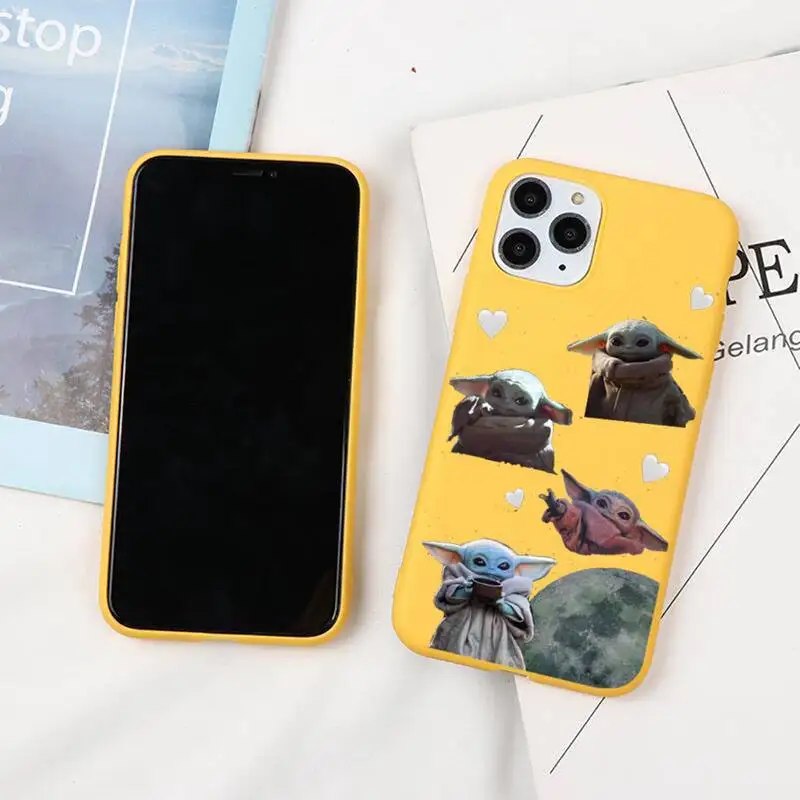 

Cute Lovely Baby Yodae-compatible For Iphone 6 6s 7 8 Plus XR X XS XSmax 11 12 Pro Mini Max Candy Yellow Silicone Cover