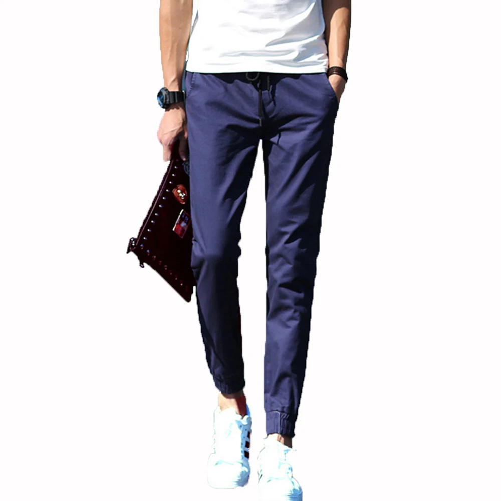 

Covrlge Mens Simple Ankle Pants Men Black Joggers Pants Summer Male Spring Streetwear Overalls Sweatpants Solid Pants MKX058