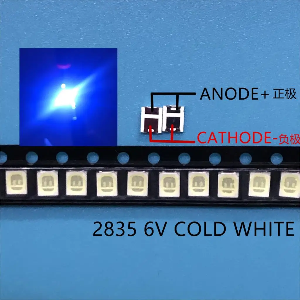 100pz/лот Jufei 3528 SMD светодиодный 2835 6 V bianco Freddo 96LM для телевизора с ЖК