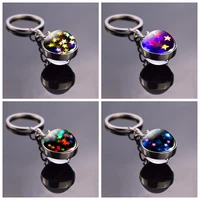 beautiful star keychain colourful stars pink red yellow star keyring double side glass ball key chain gifts for girls students