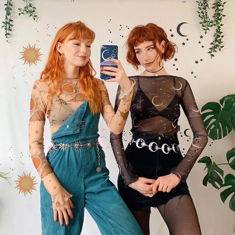 NCLAGEN Готический солнце и луна серебряная подвеска Ремни Femme Harajuku в стиле панк из
