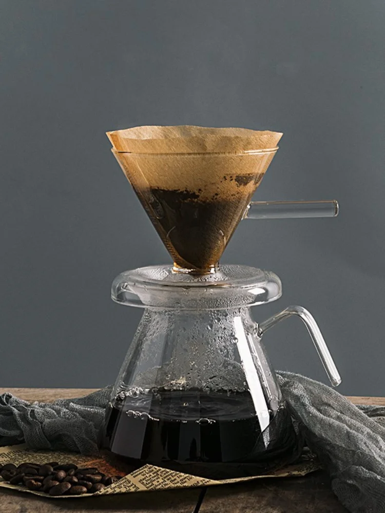 

V60 Glass Vintage Filter Coffee Pot Clear Milk Pot Manual Espresso Portable Coffee Maker Dripper Cafetiere Kitchenware AH50CP