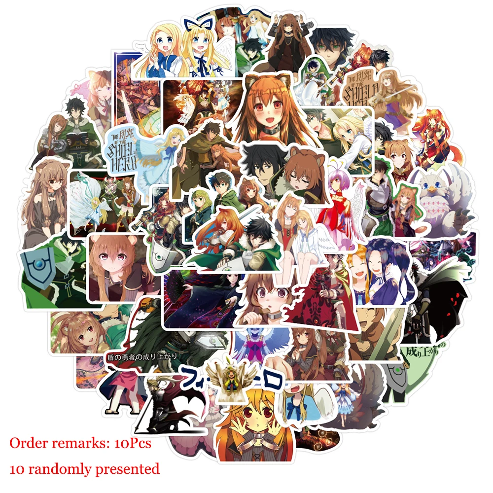 

10/30/50 Pcs Anime The Rising Of The Shield Hero Waterproof Stickers Fridge Phone Laptop Luggage Wall Notebook Graffiti Toys