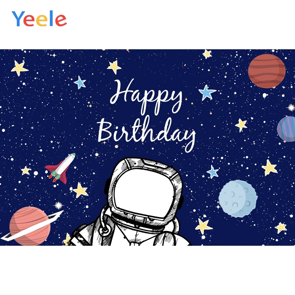 

Universe Space Astronaut Star Baby Shower Boy Birthday Backdrop Photography Background For Photo Studio Vinyl Custom Photophone
