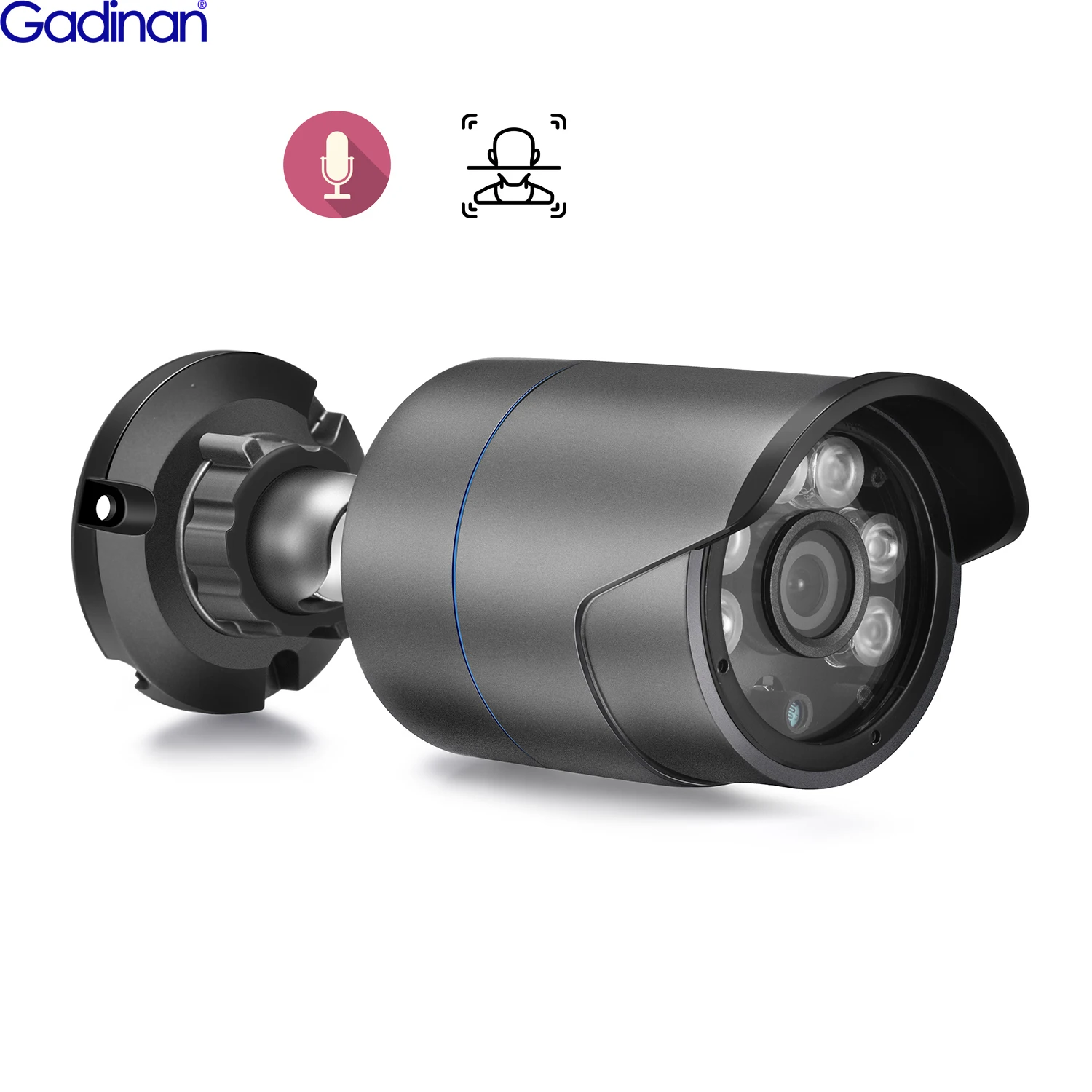 Уличная инфракрасная цилиндрическая IP-камера видеонаблюдения Gadinan 5MP H.265 + 6pcs IP66 4MP