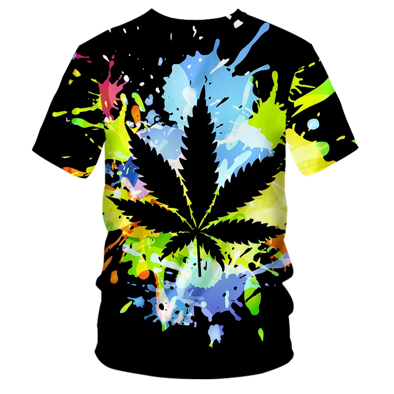 

2021 3D Natural Weeds, Fresh Green Leaves, Colorful Round Neck Tops, T-shirts, Breathable and Quick-drying