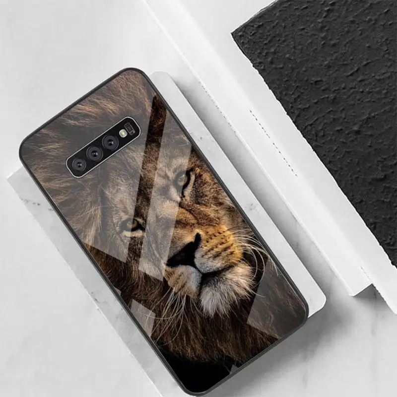 

Animals Cool Lion Phone Case Back Cover For Samsung Cases S20 Plus S10 NOTE 8 9 10 10PRO Tempered Glass Soft Silicone Edge