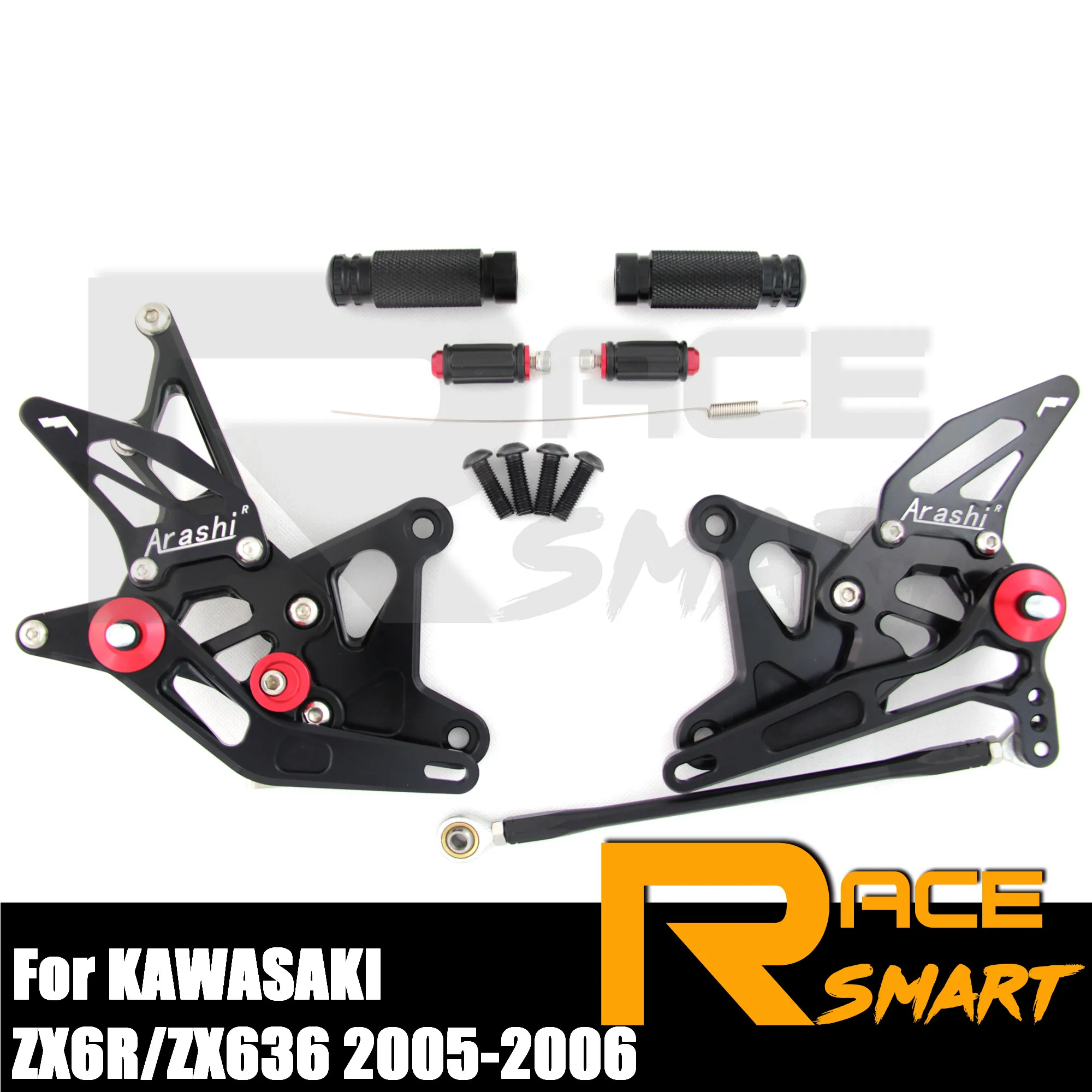 

For KAWASAKI ZX6R ZX636 2005 2006 ZX-6R ZX-636 CNC Adjustable Rearset Rear Set Footrests Foot Rest Pegs Motorcycle Accessories