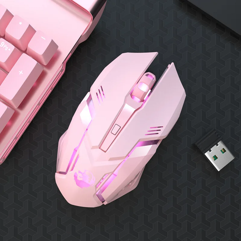 Беспроводная игровая мышь Girl Cute Pink Game перезаряжаемая 2400DPI RGB-подсветка Bluetooth