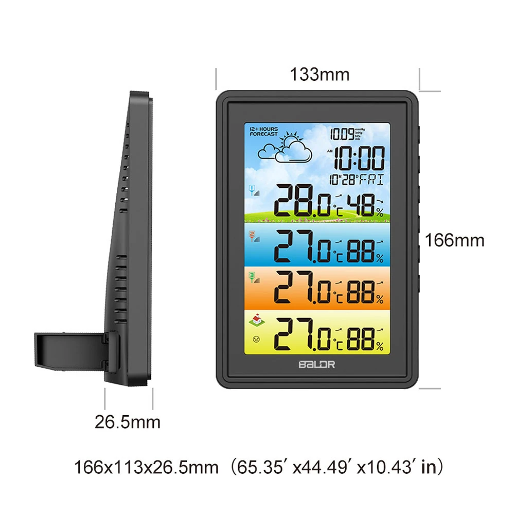 

Wireless Home Weather Station Digital Thermometer Hygrometer Moon Phase Alarm Clock Colorful Barometer Thermohygrometer