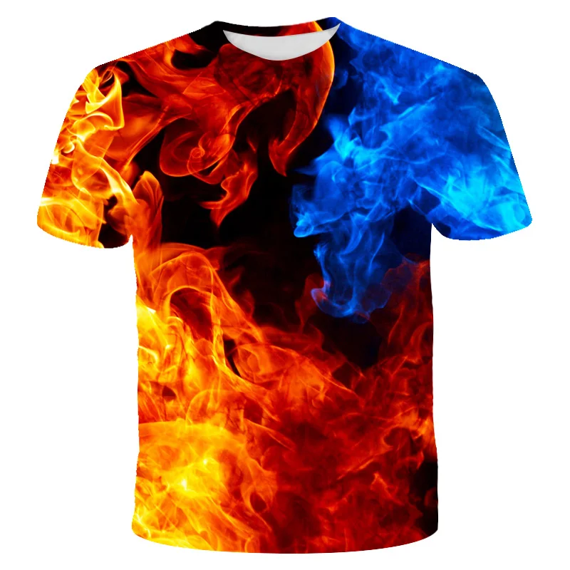 

3D Burning Flame T-Shirt Print Street Fashion Cool Clothes Girl 3D T-Shirt Children Summer Clothes T-Shirt Boys Kids Flame Tops