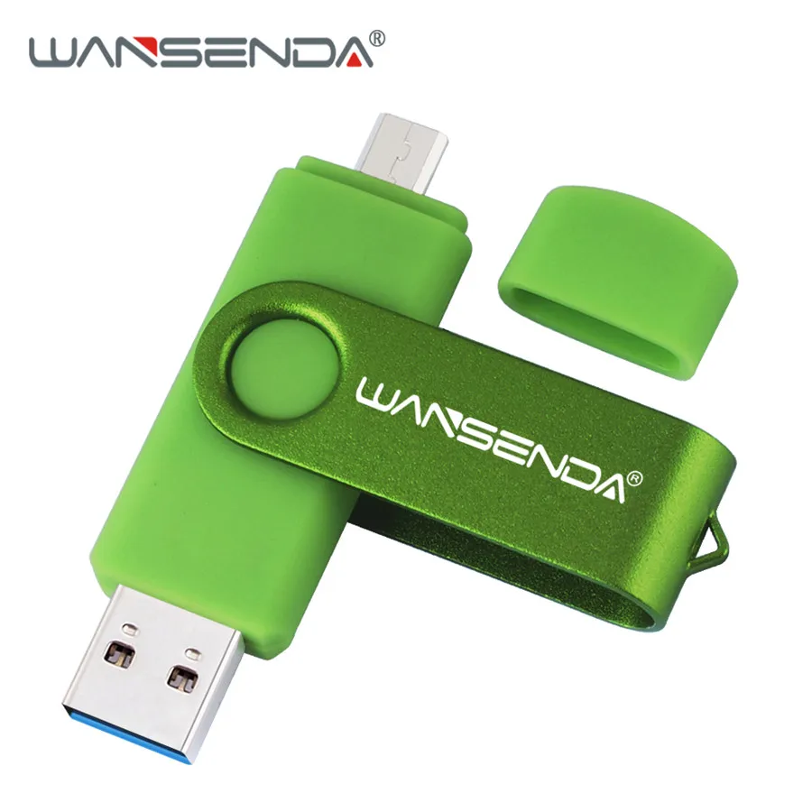 Зеленый USB флеш-накопитель WANSENDA, 128 ГБ, OTG, флеш-накопитель, 16 ГБ, 32 ГБ, 64 ГБ, 256 ГБ, USB 3,0, карта памяти, высокая скорость, 2 в 1, флешки - Цвет: Зеленый