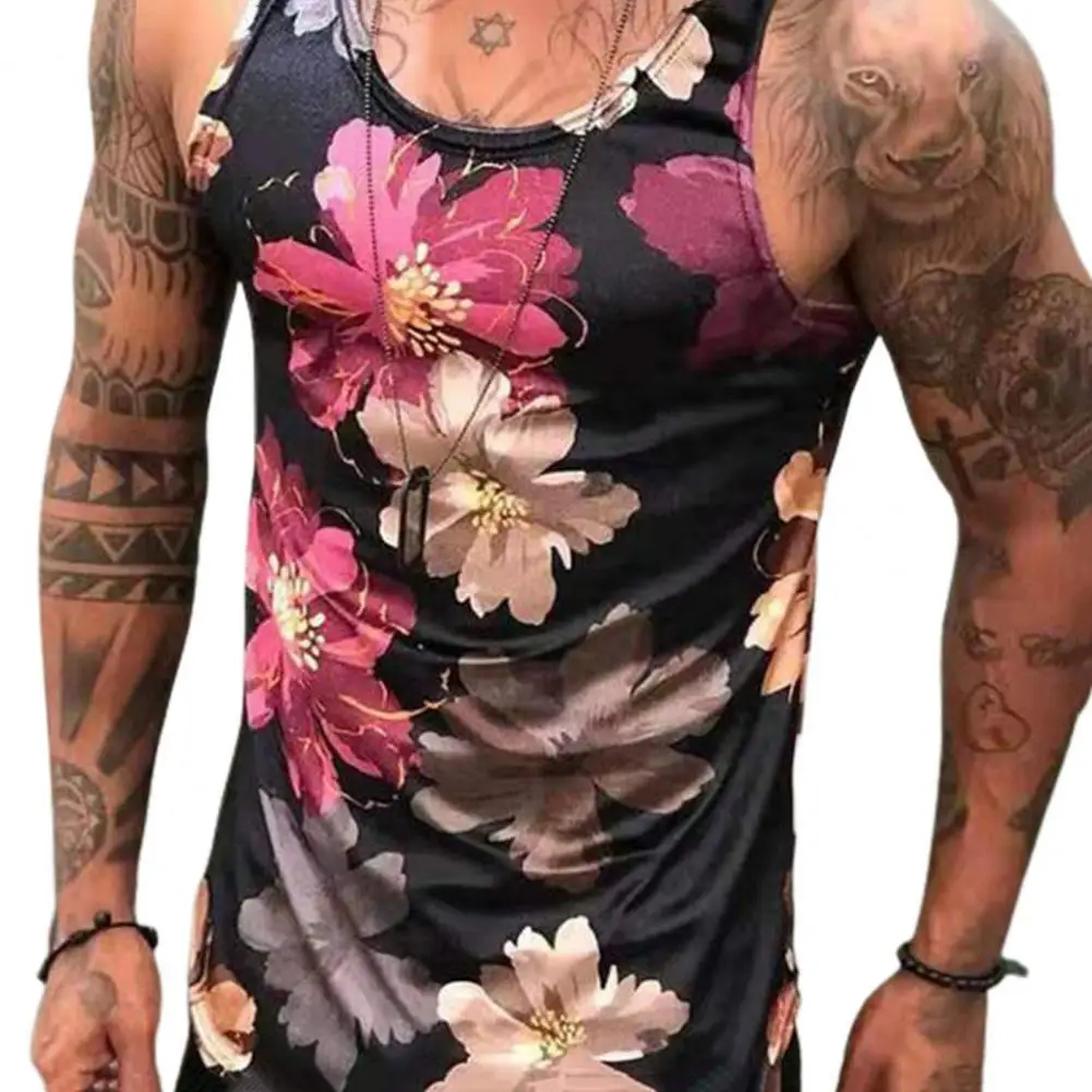 

50%HOT 2021 new men's vest round neck breathable sportswear men's summer printing vest fitness clothing men's casual sports slim