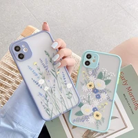 compatible for iphone 11 case for flower clear frosted pc back floral girls woman and soft tpu protective silicone slim case