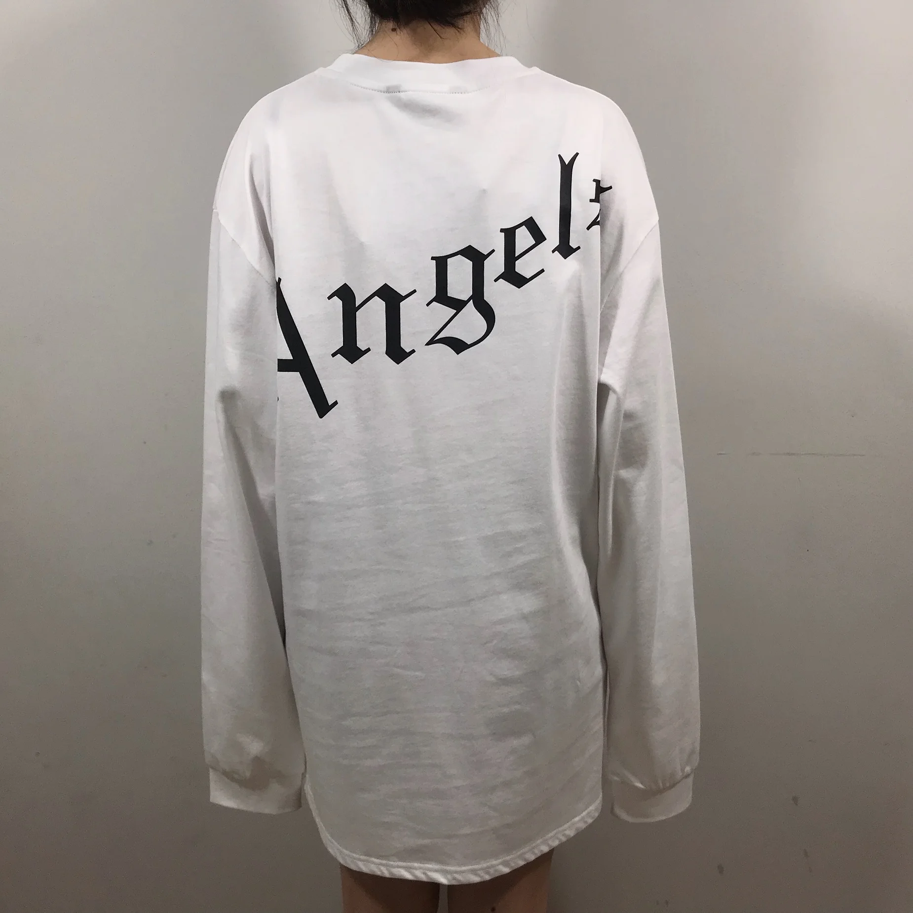 

Palm Angels Letter Print Long Sleeve T-shirt Men Women Same Style Loose Casual Top Couple 134745