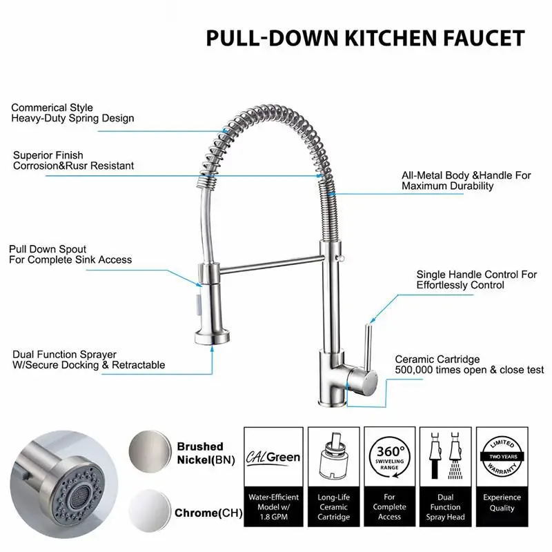 Кухонный кран с одной ручкой Поворотный Смеситель хромированный/матовый