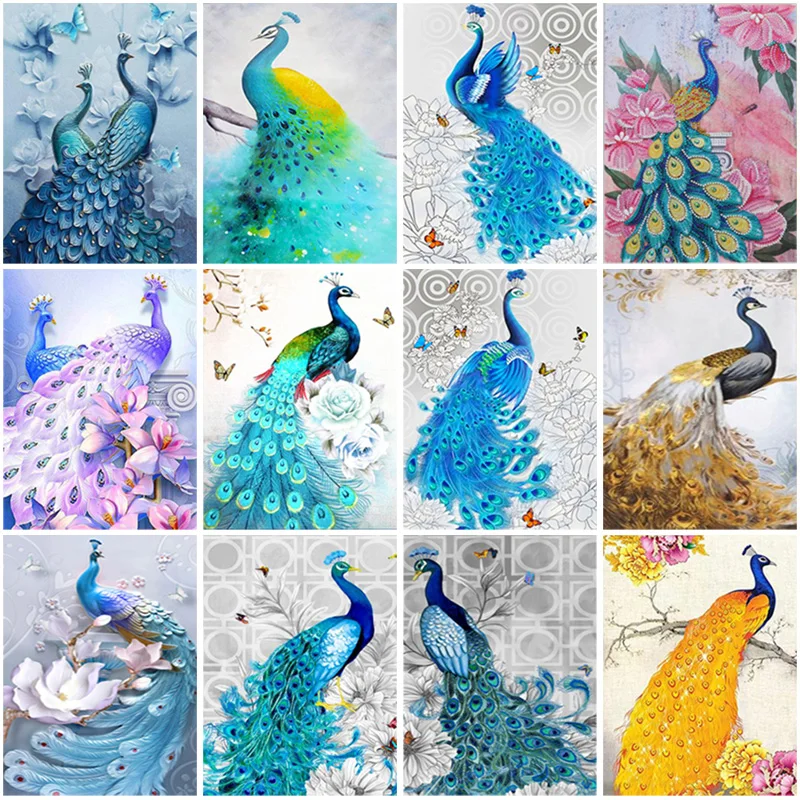 

5D Diamond Embroidery Anmial Peacock Cross Stitch Resin Diamond Painting Full Square Round Diamond Mosaic Rhinestones Home Decor