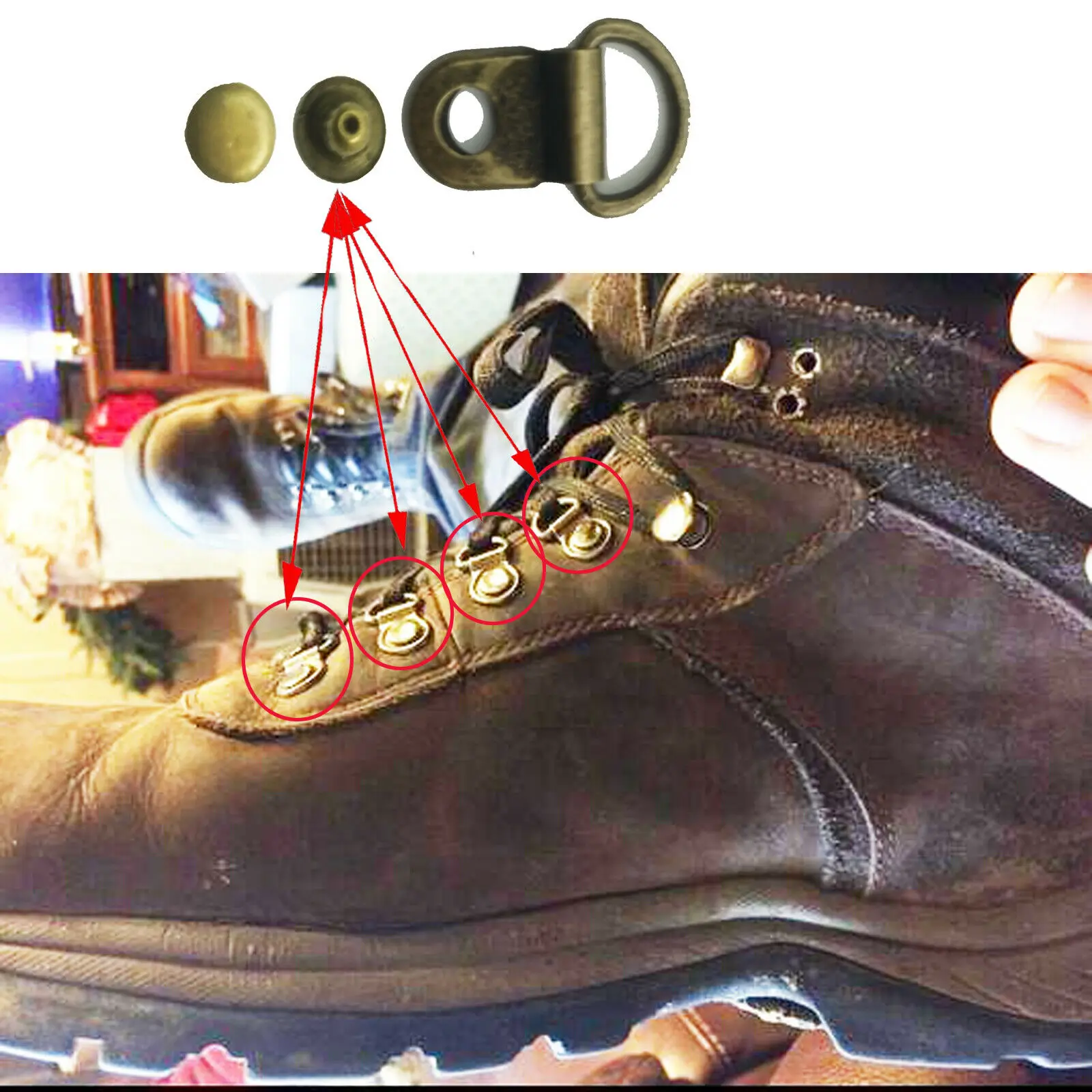 (20 комплектов) металлическая заклепка D Ring Lace Eye Boot DIY Repair Kit - camp / hike climb |
