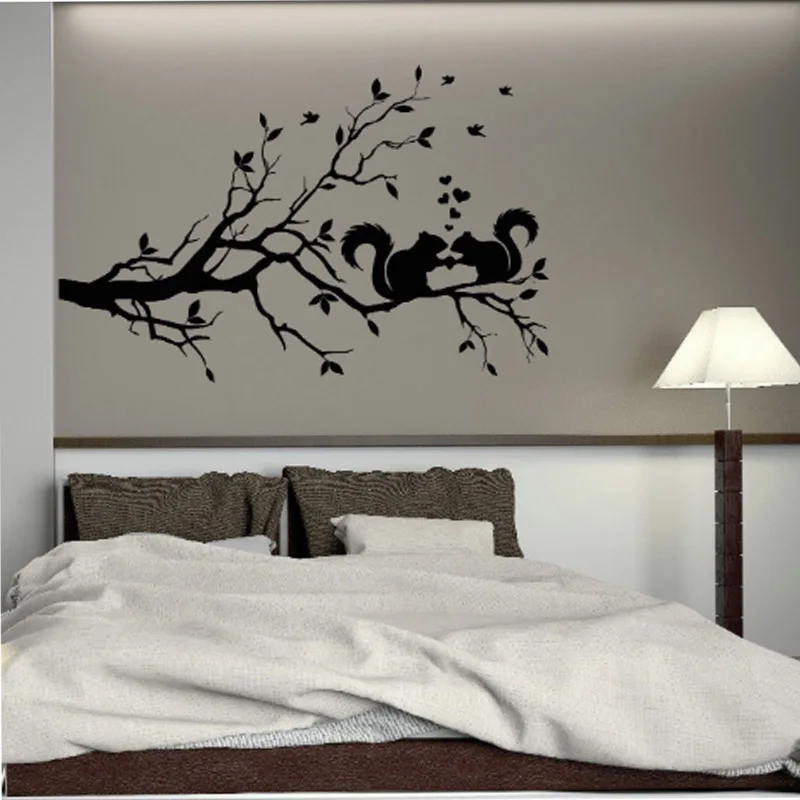 

Hot Sale Long Squirrel Tree Branch Animal Wall Sticker Cats 3D Art Kids Room Home Decor Elegant New Adesivo De Parede
