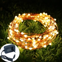 12v 10m 20m 30m 50m holiday led string light copper wire starry rope waterproof flexible fairy lamps party gardepower adapter