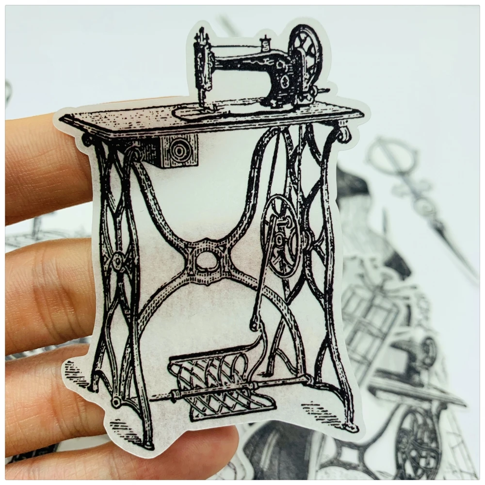 22 шт. Ретро Винтаж Черный Белый швейная машина наклейки Ножницы Набор для