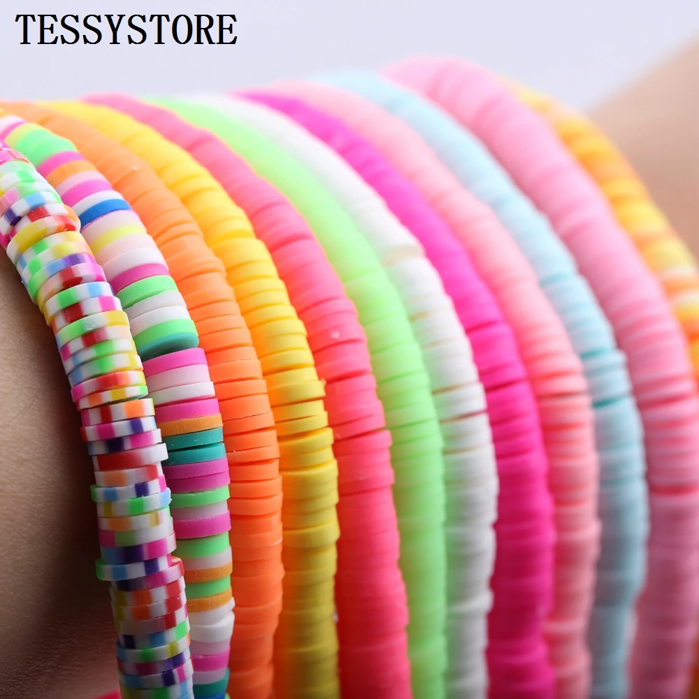 Круглые плоские бусины из полимерной глины TESSYSTORE 6 мм с отверстием насыпью для