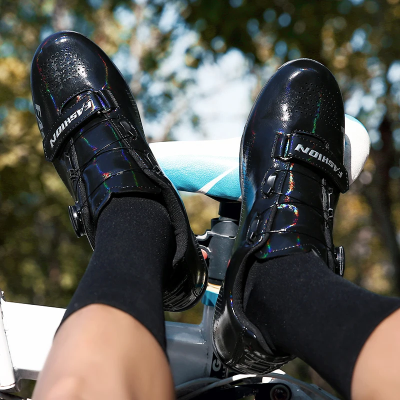 

New unisex self-locking road cycling shoes color-changing breathable professional MTB bike bicycle anti-skid racing shoes 37-48#
