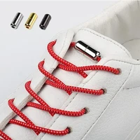 new reflective elastic shoelaces metal tip children shoelace round no tie shoelaces convenient quick lock lace unisex shoe laces